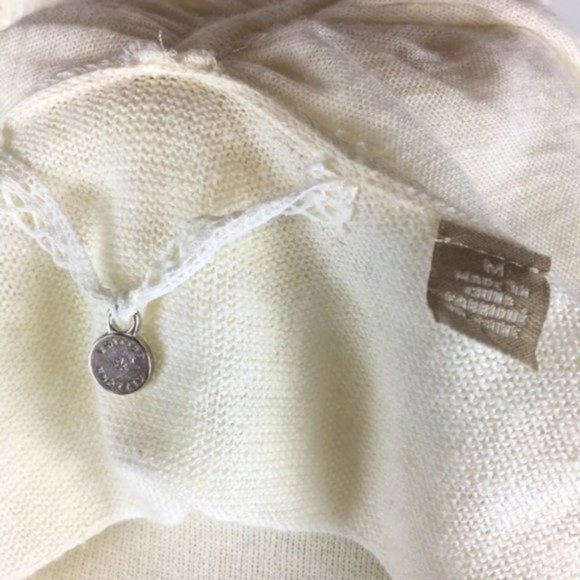 Anthro Knitted & Knotted Linen Cardigan Ivory M - Picture 7 of 7